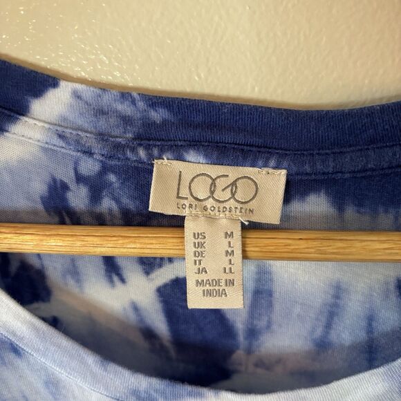 Logo By Lori Goldstein Blue Tie Dye Dress Knee Length Pockets Casual Sz Medium - Picture 4 of 9